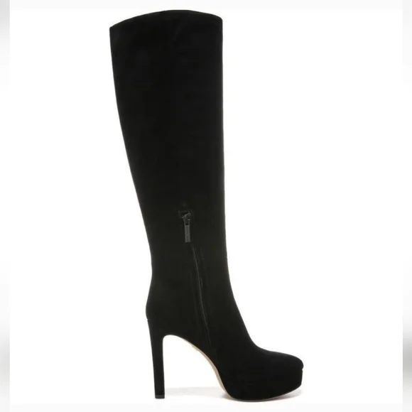 NWT$695 Veronica Beard Suede Dali Knee High Stiletto Heeled Boots in Black Sz 9 - Picture 2 of 16